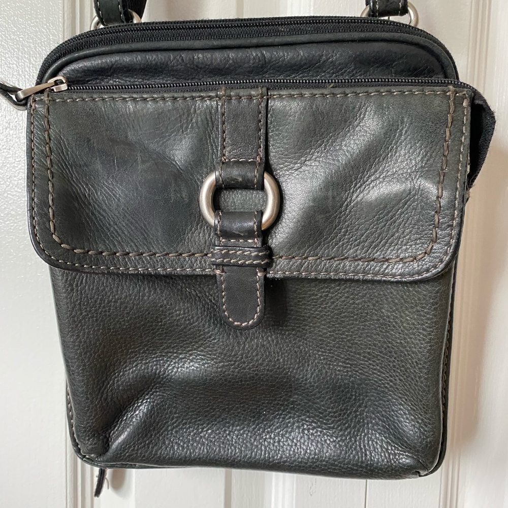 Vintage distressed black Fossil crossbody bag